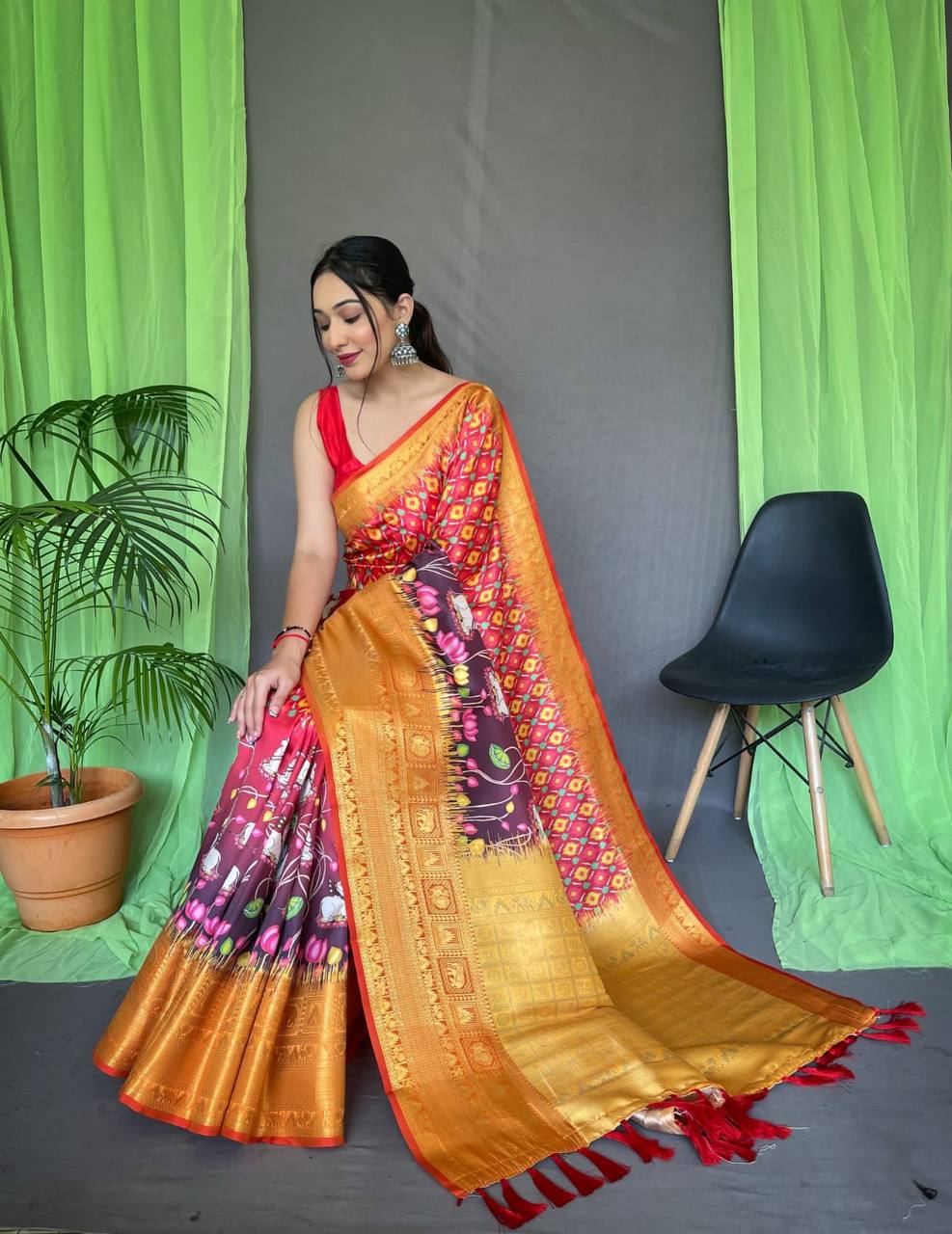 Pure Kanchipuram Digital Printed Saree