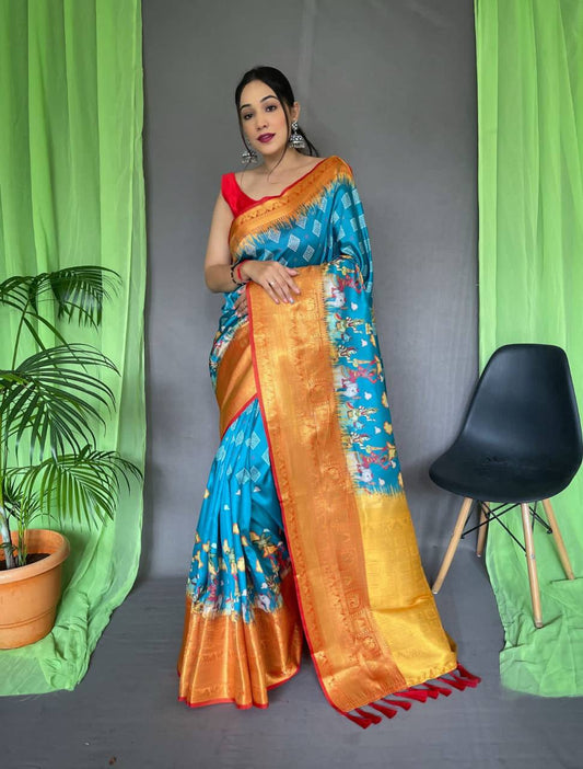 Pure Kanchipuram Digital Printed Saree