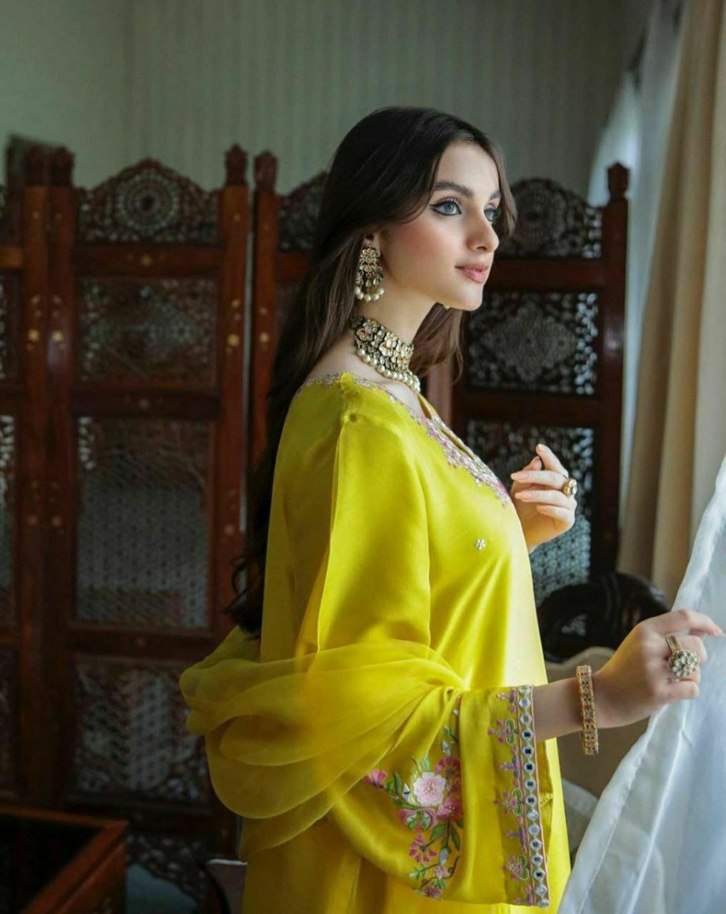Gorgeous Yellow Faux Georgette Top and Bottom With Dupatta