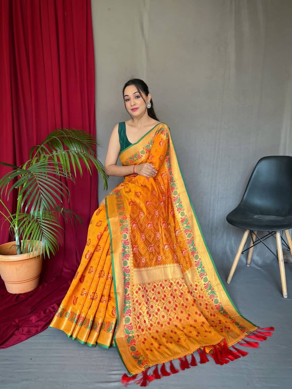 Yellow Pure Kachii Patola Silk Saree With Rich Pallu