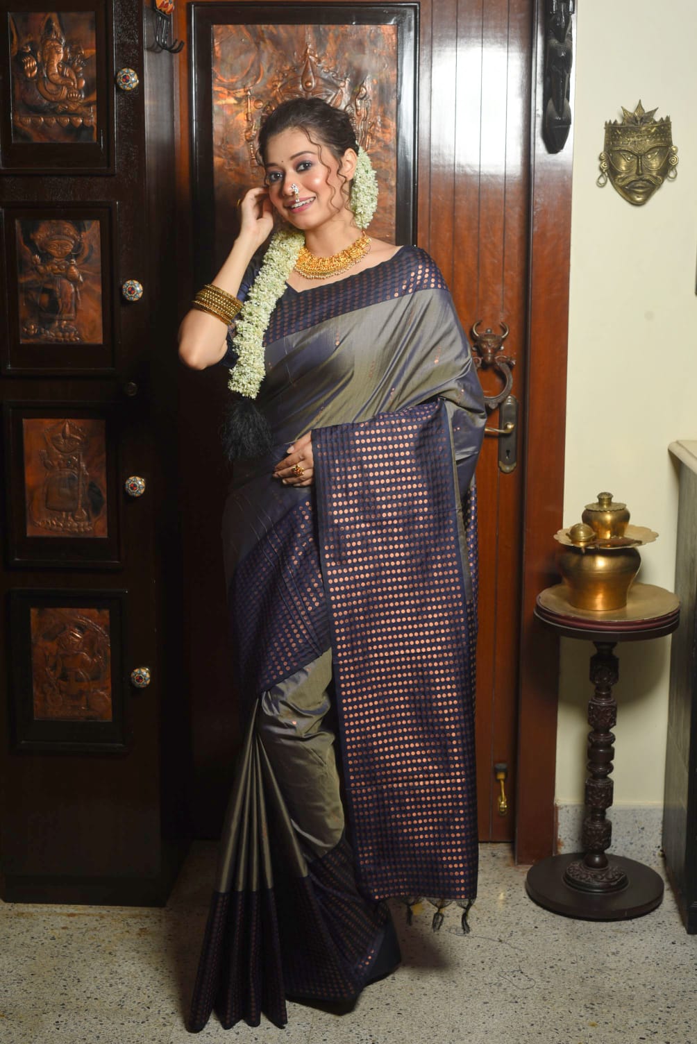 Blue Soft Silk Saree With Contrast Fancy Zari Weaves Border