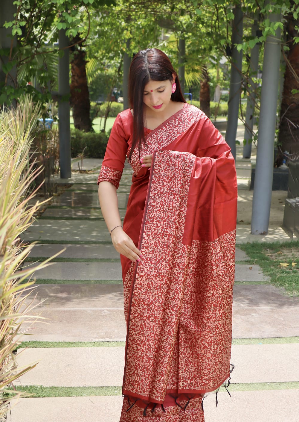 Red Banglori Silk Saree With Rich Weaving Pallu