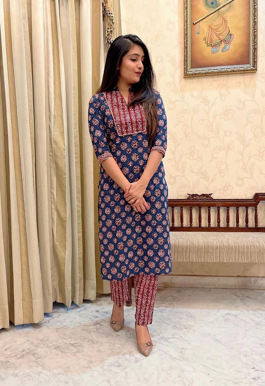 Daily Wear Superhit Cottan With Digital Printing  Kurti Pent Set