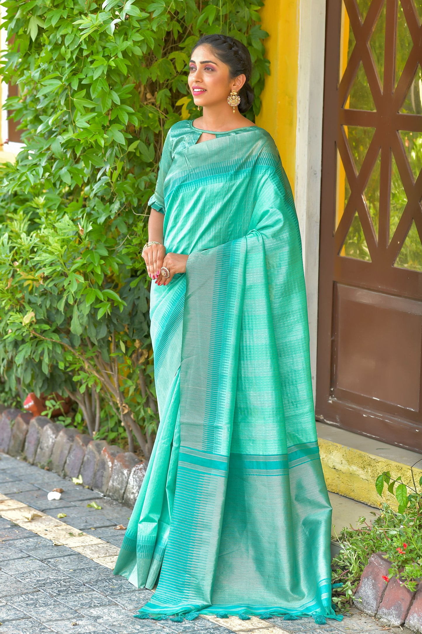Teal Beautiful South Ikkat Saree