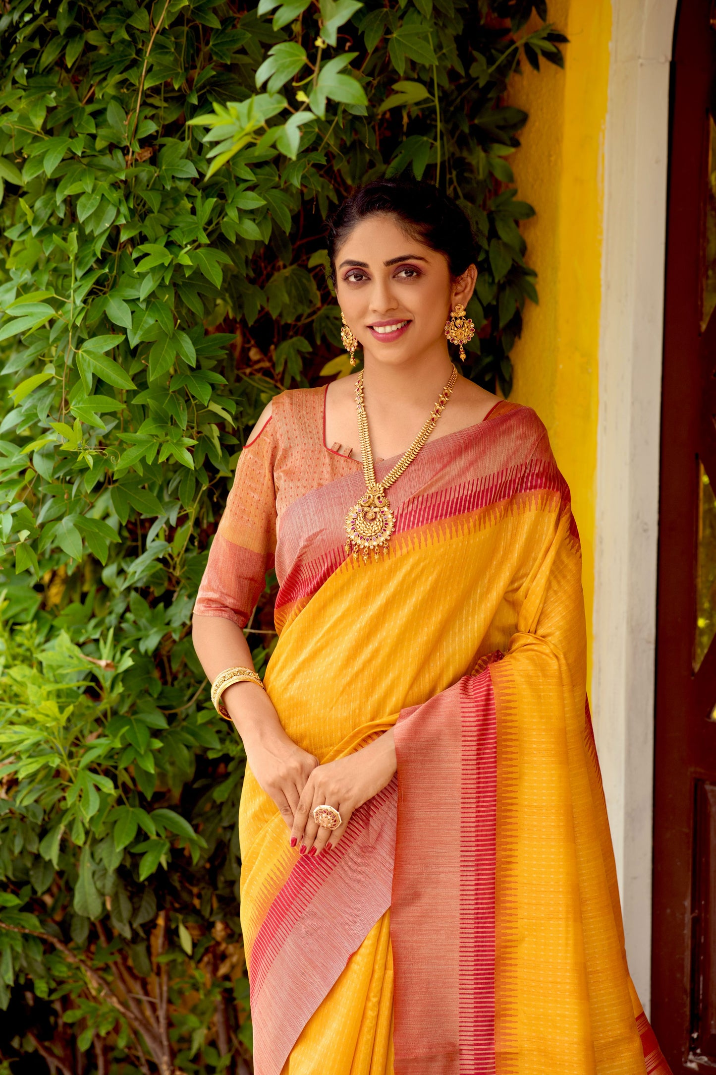 Yellow Beautiful South Ikkat Saree
