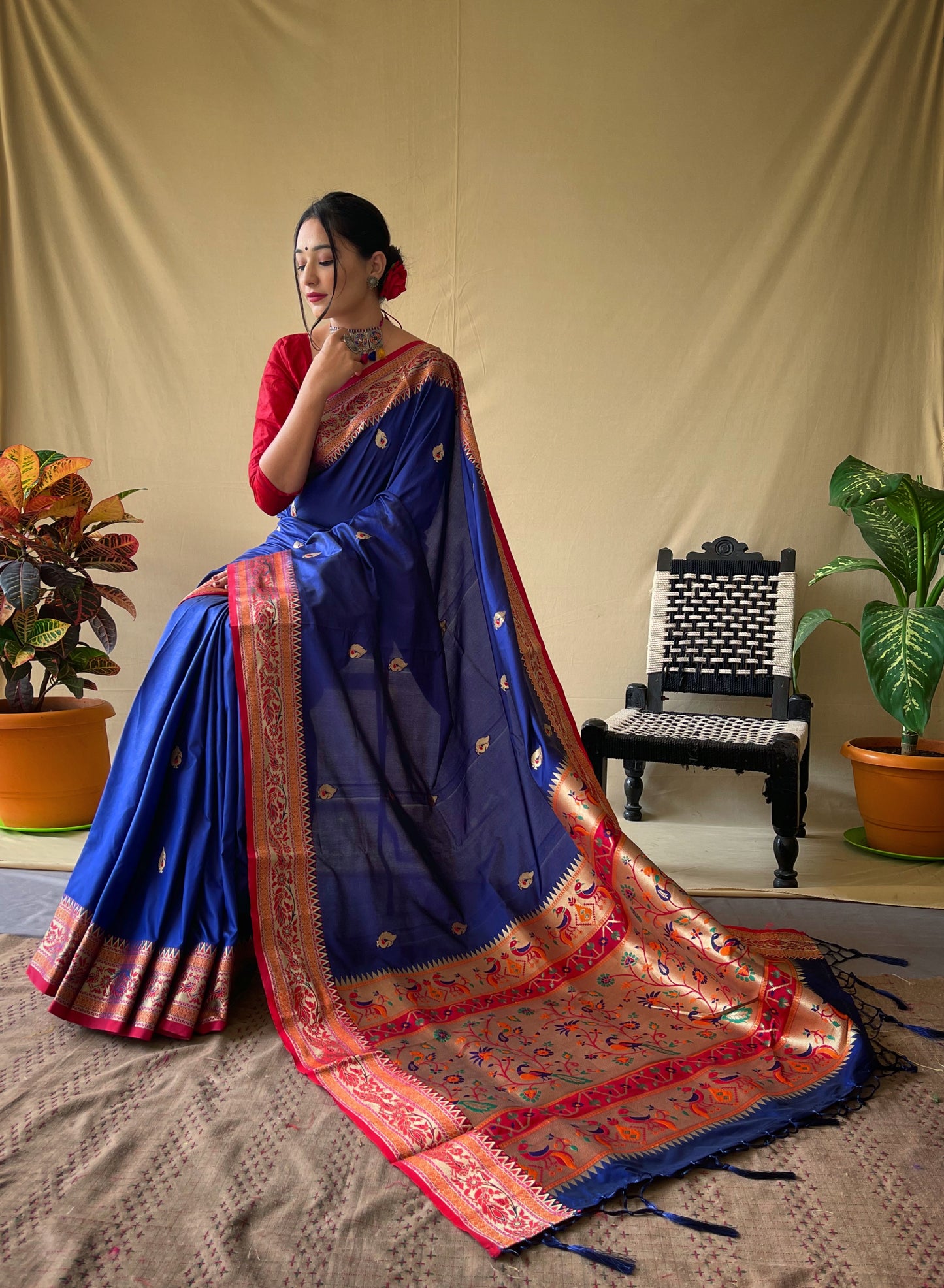 Nevy Blue Paithani Sarees