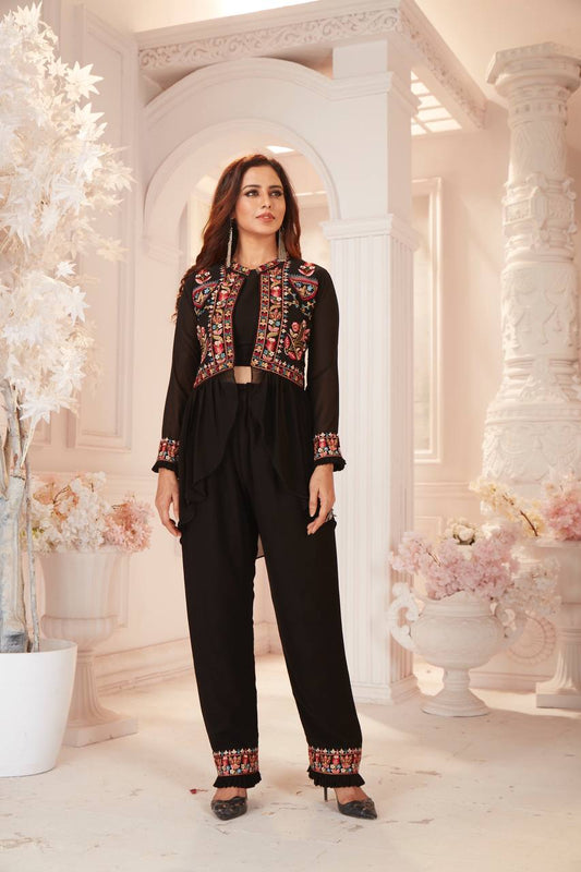 Black faux Georgette dress