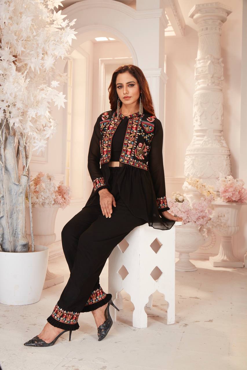 Black faux Georgette dress
