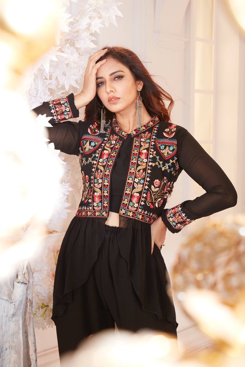 Black faux Georgette dress