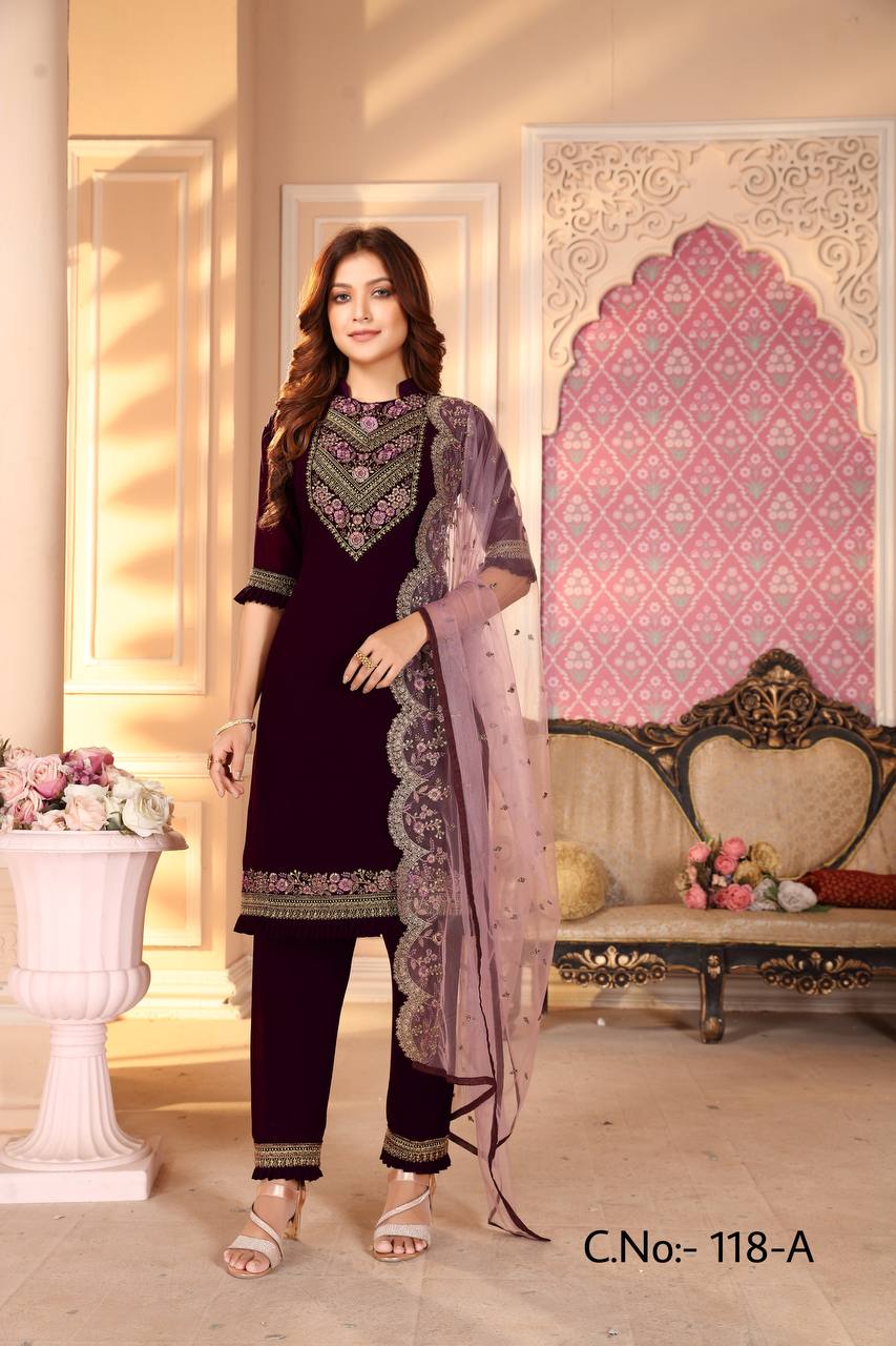 Wine faux Georgette plzoo suite