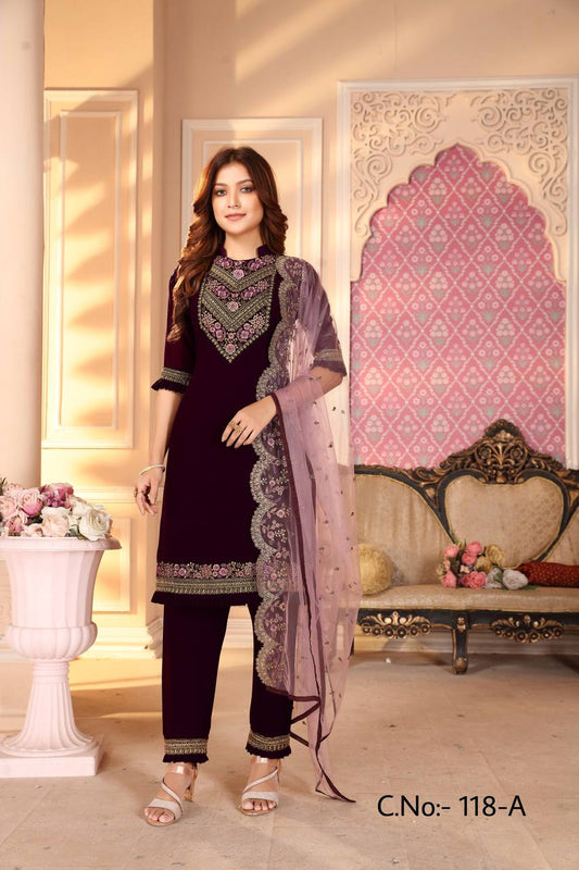 Wine faux Georgette plzoo suite
