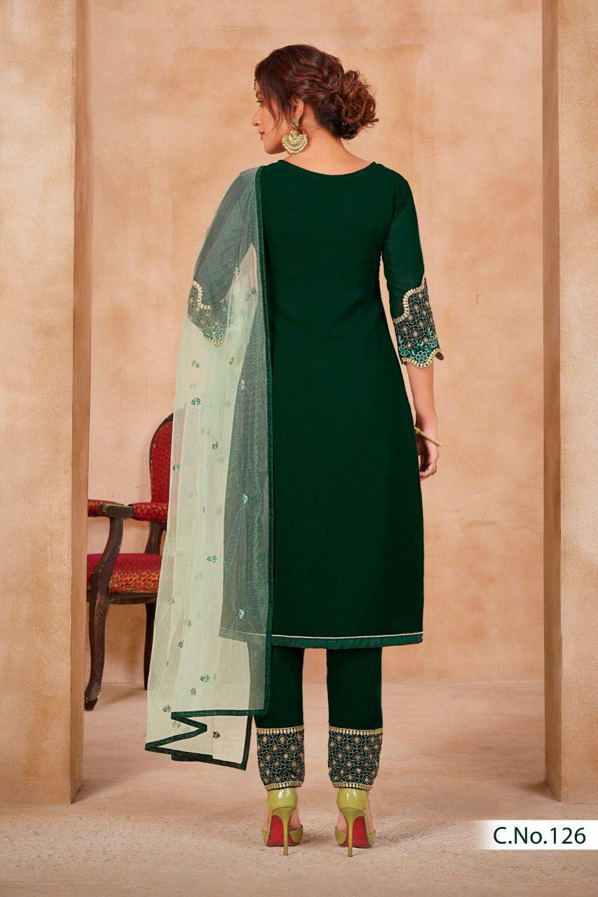 Semi stitched faux Georgette green dress