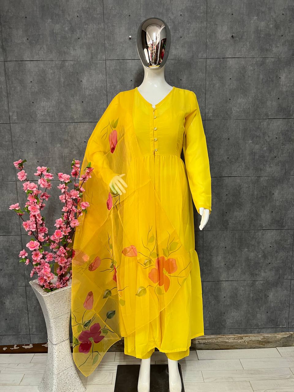 Pure Maska Cotton Silk  Yellow Outfit