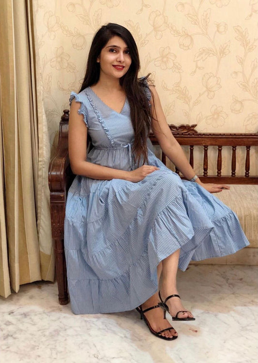 Women Frill Long Maxi Gown