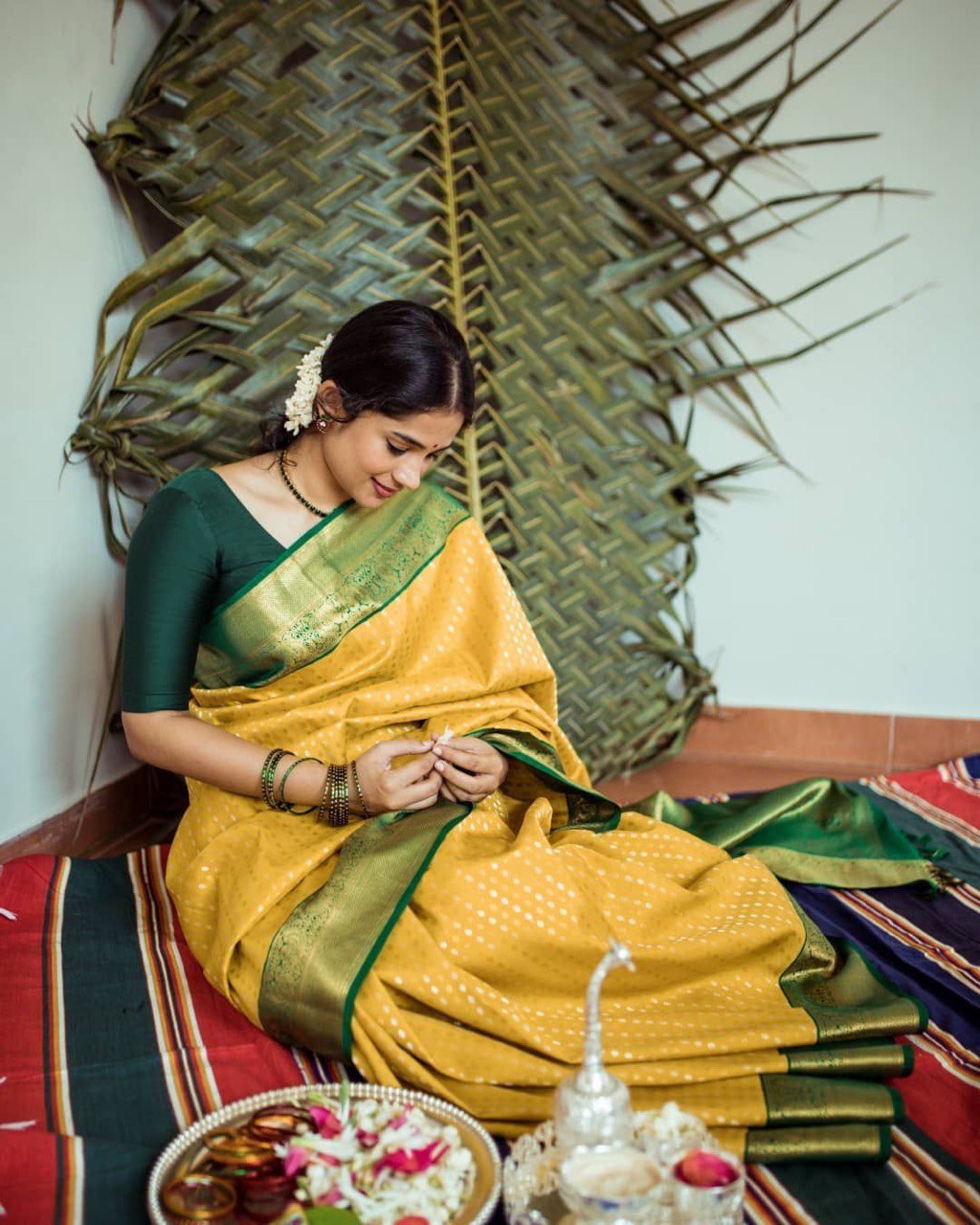 Yellow Pattu Saree With All Over Butties