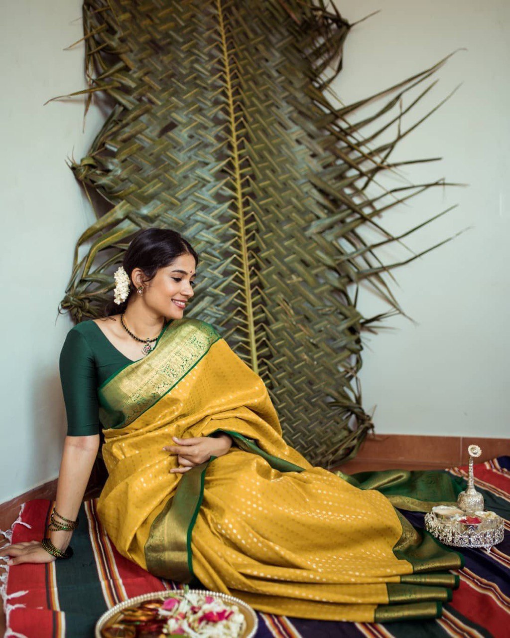 Yellow Pattu Saree With All Over Butties