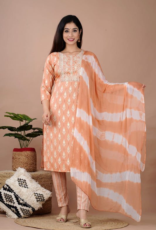 Capsule Kurti With Pent And Dupatta Set