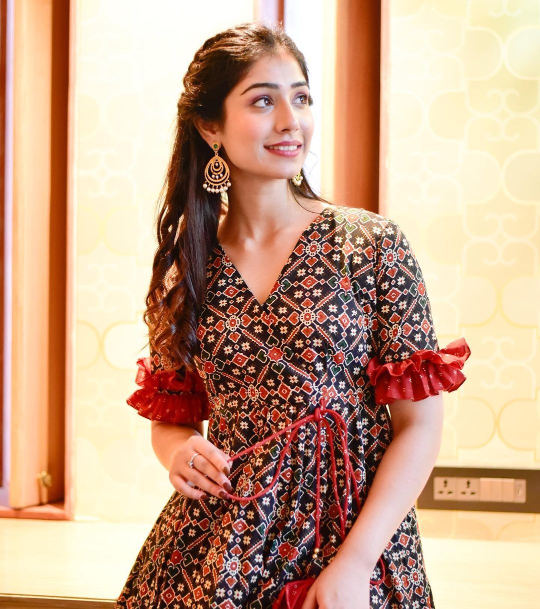 Beautiful Voguish Printed  cotton Flared Suit Set