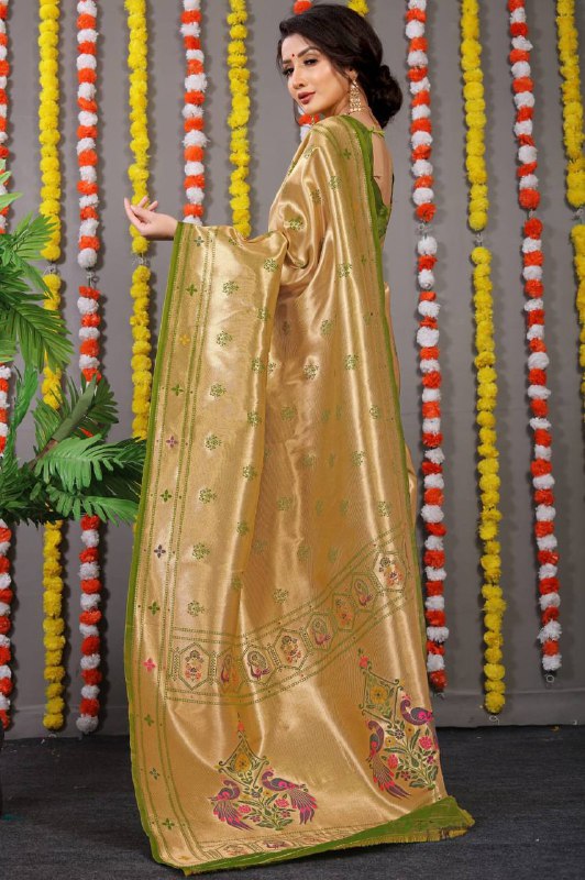 Green Paithani Pure silk handloom saree with Pure Jari