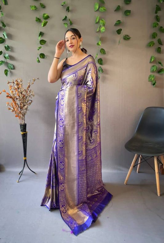Heavy Silk Pure Blue Saree