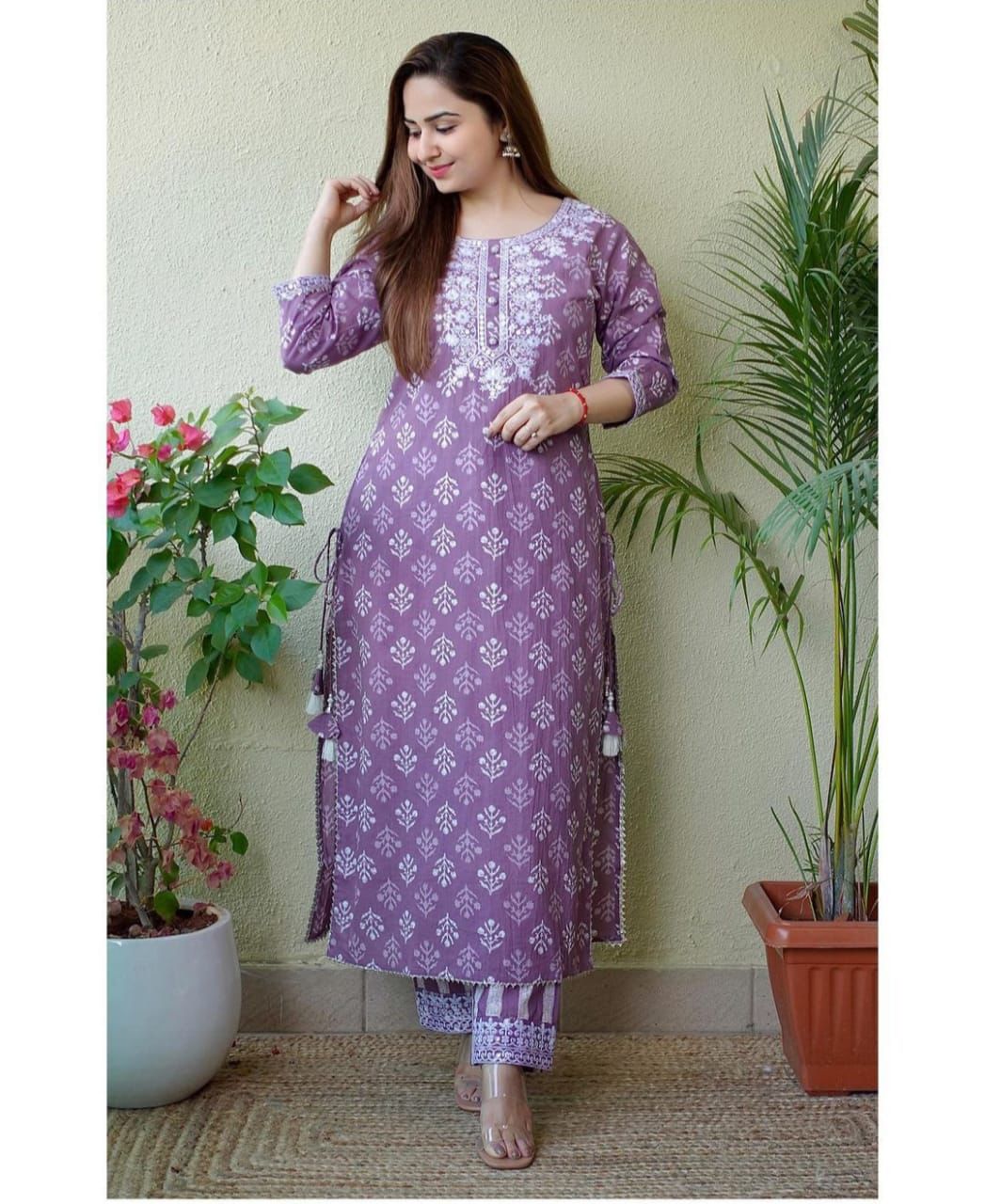 Pure Rayon Embroidery Work Kurti And Pent  Set