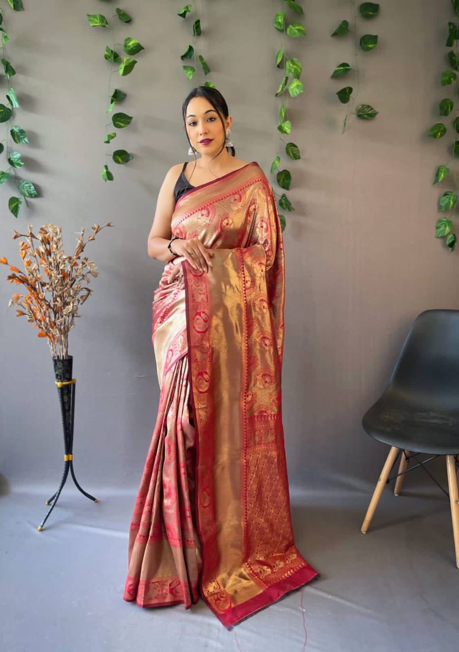 Heavy Silk Pure Red Saree