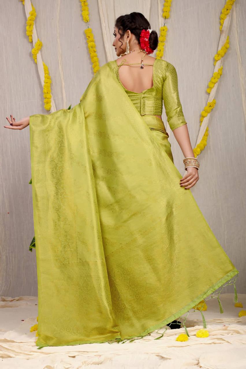 Green Bridal Kanchipuram Silk Sarees In Pure Gold Zari