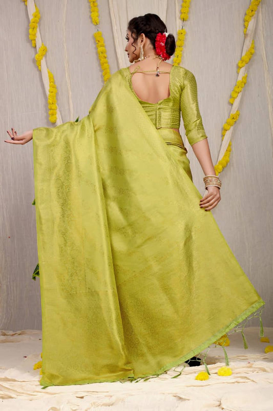 Green Bridal Kanchipuram Silk Sarees In Pure Gold Zari