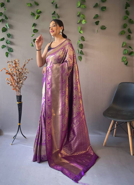 Heavy Silk Pure Purple Saree
