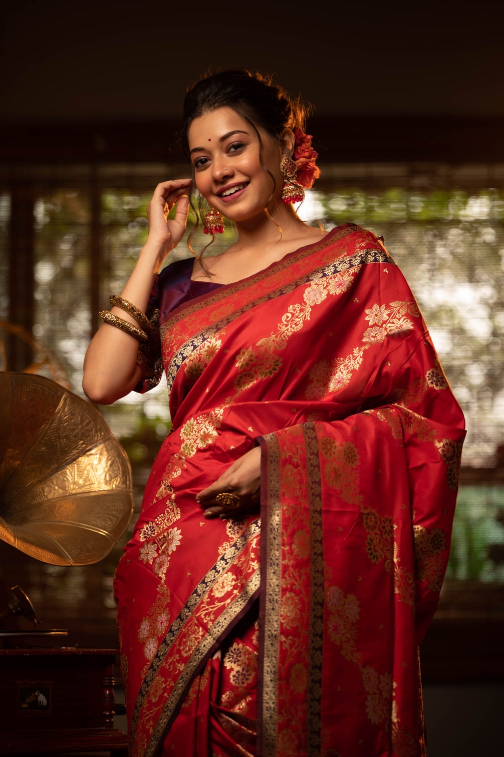 Red Soft Banarasi Silk Saree