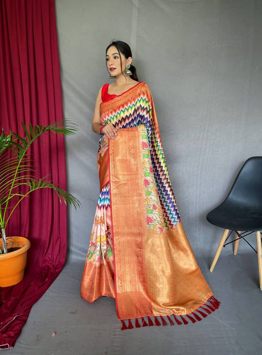Pure Kanchipuram Digital Printed Saree