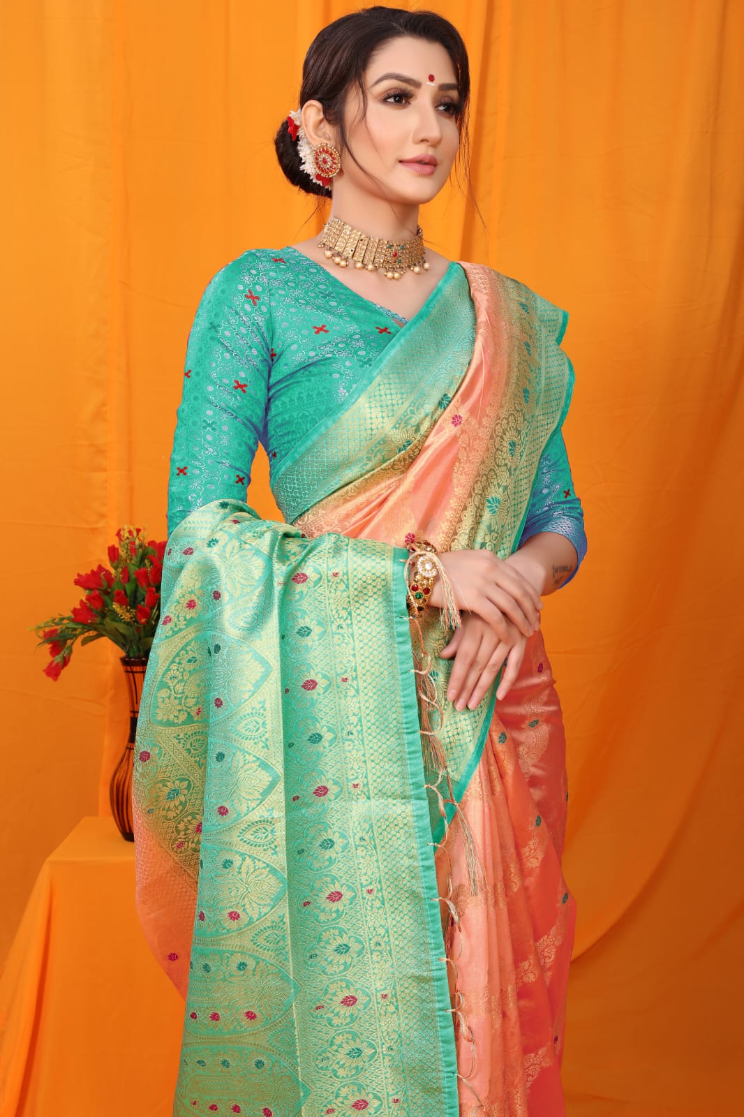 Mint Balatan Pure Silk Saree With Rich Pallu