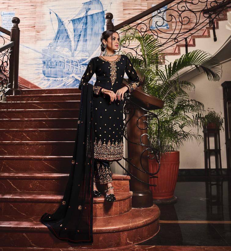 Embroidery Work Faux Georgette Dress