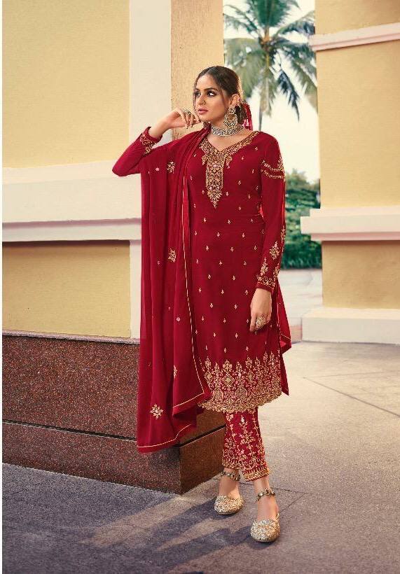 Embroidery Work Faux Georgette Dress