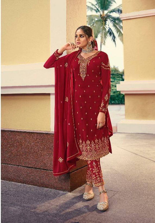Embroidery Work Faux Georgette Dress