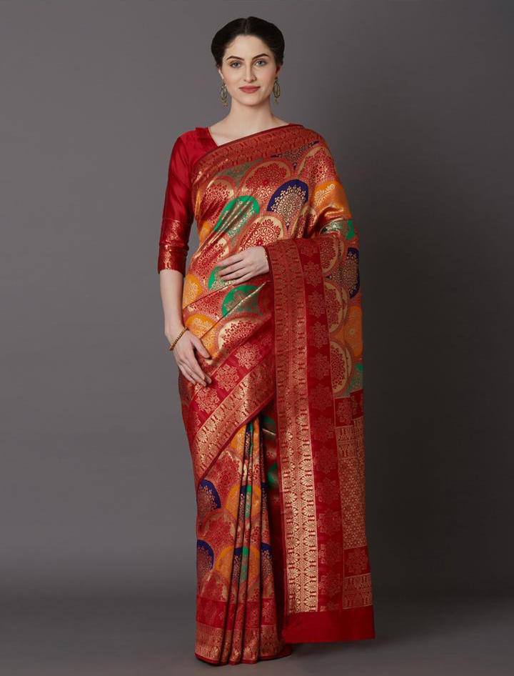 Soft litchi silk Waving work all over Saree