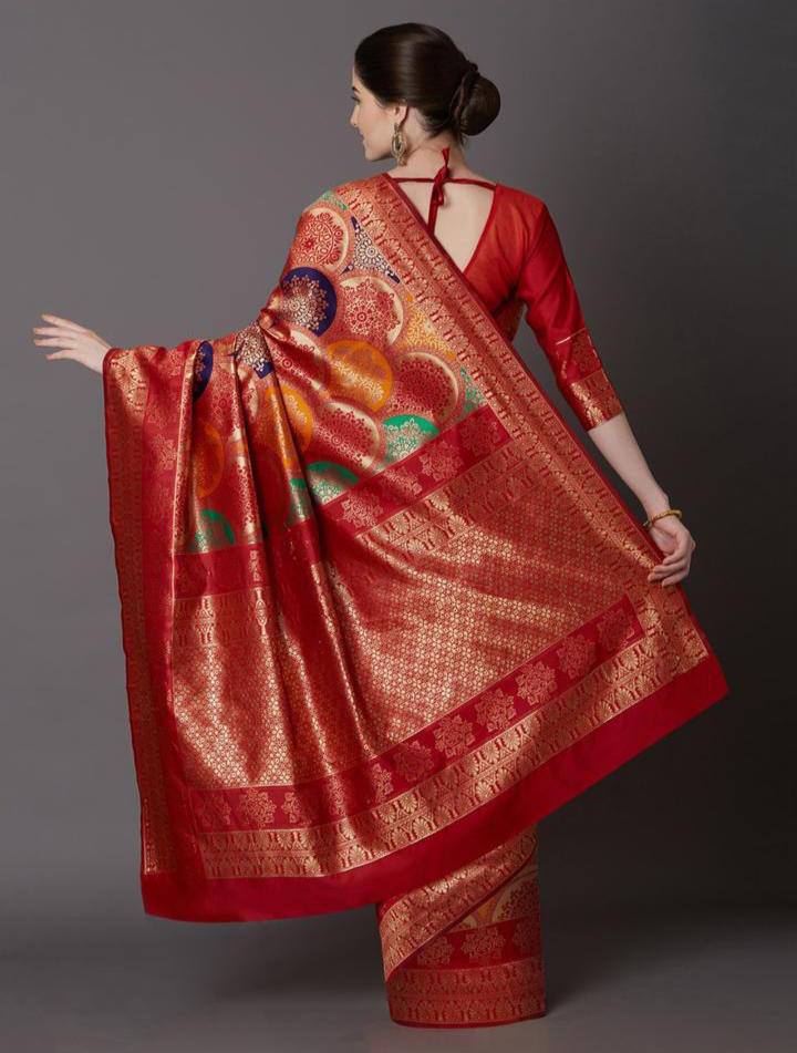 Soft litchi silk Waving work all over Saree