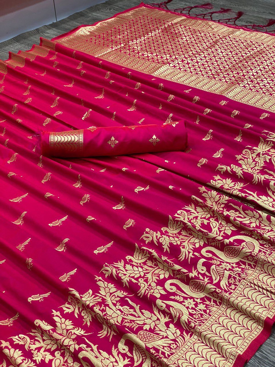 Maroon  Pure Silk With Pure Zari Weaving Dark  Saree