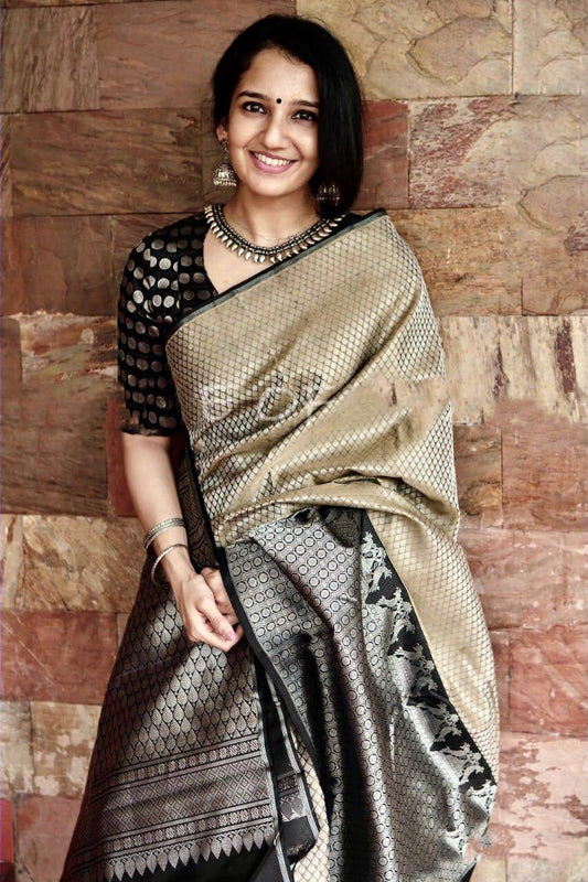 BlackSoft Lichi Silk saree