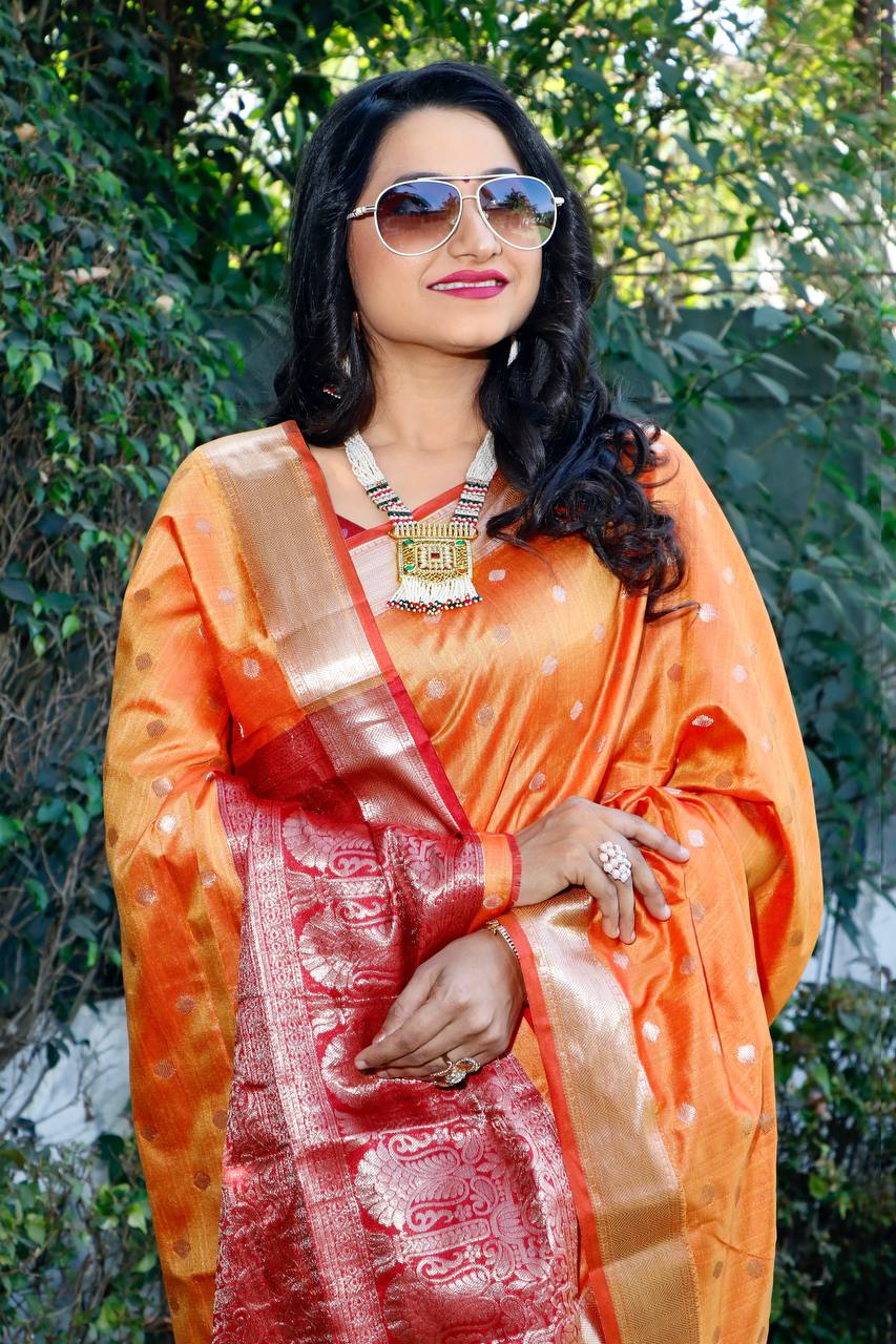 Yellow Beautiful Rich Pallu Saree With Dolly Butti