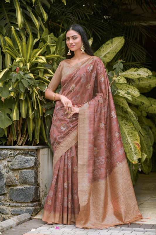 Wine Soft Banarasi Silk Saree With All Over Zari Weaving Pattern