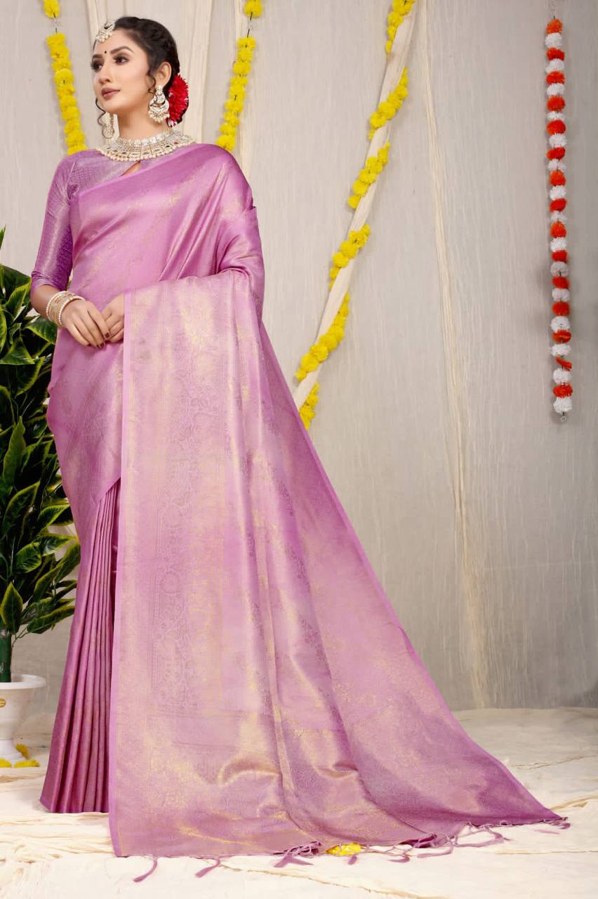 Purple Pure Kanchipuram Silk Sarees In Pure Gold Zari