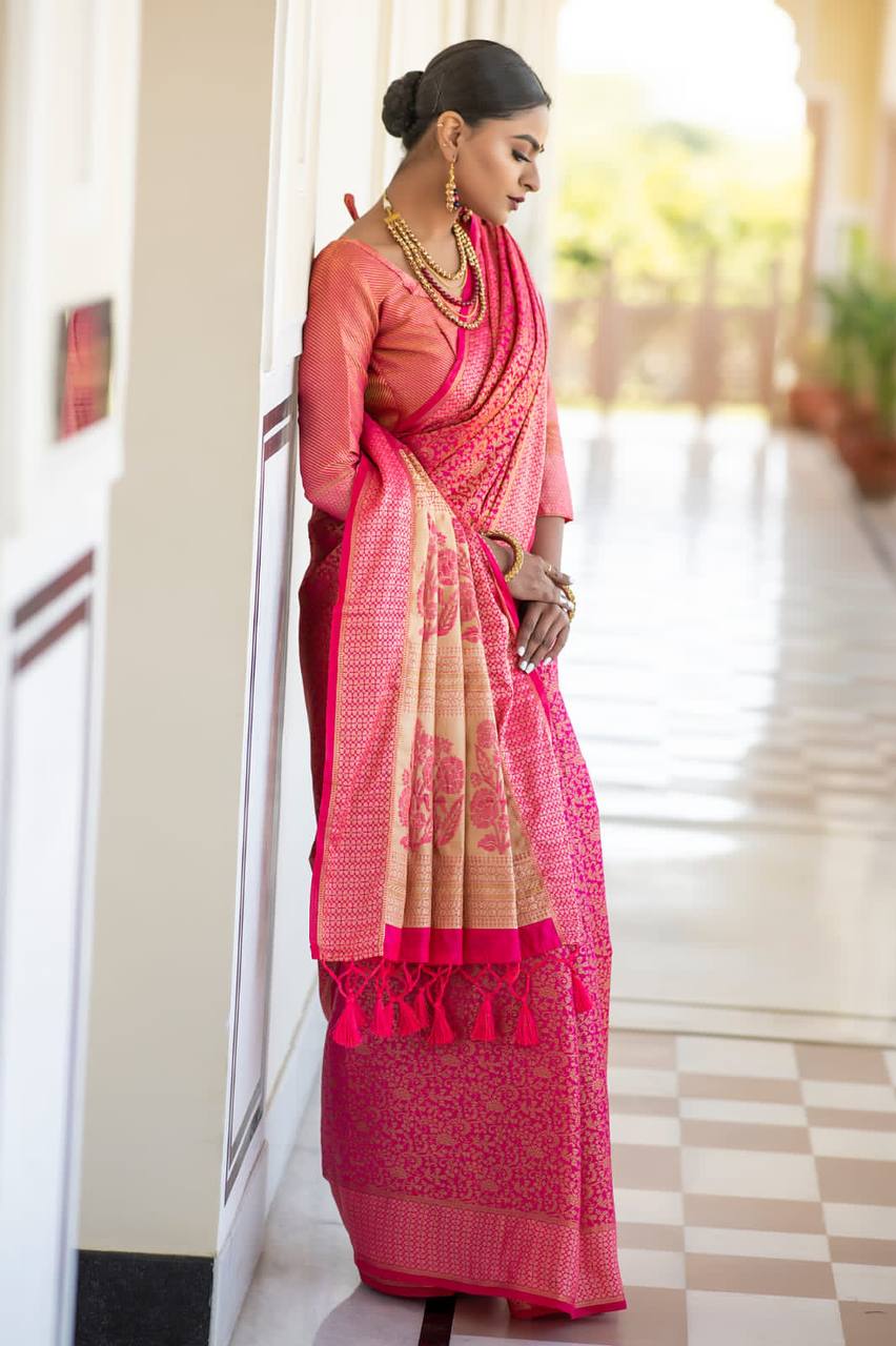 Rani Soft kanchipuram silk saree with all over zari weaves