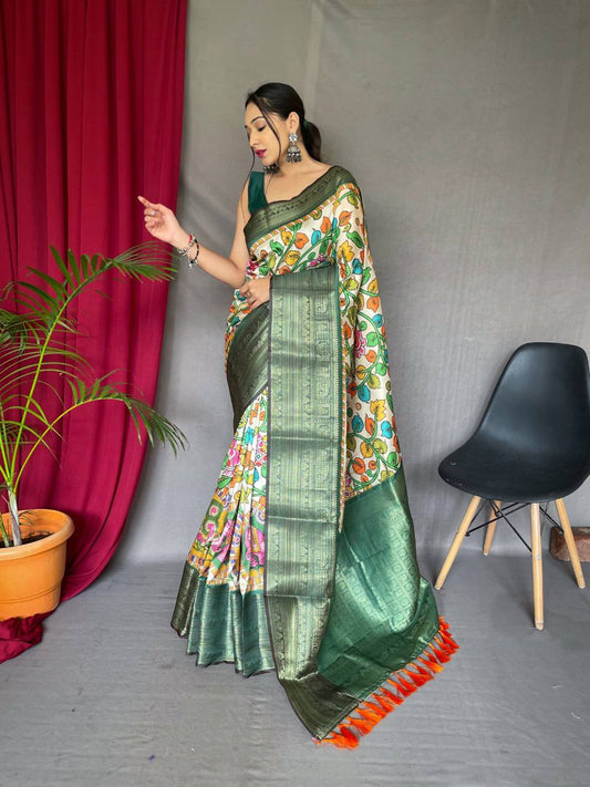 Green Pure Kanchipuram Digital Printed Saree