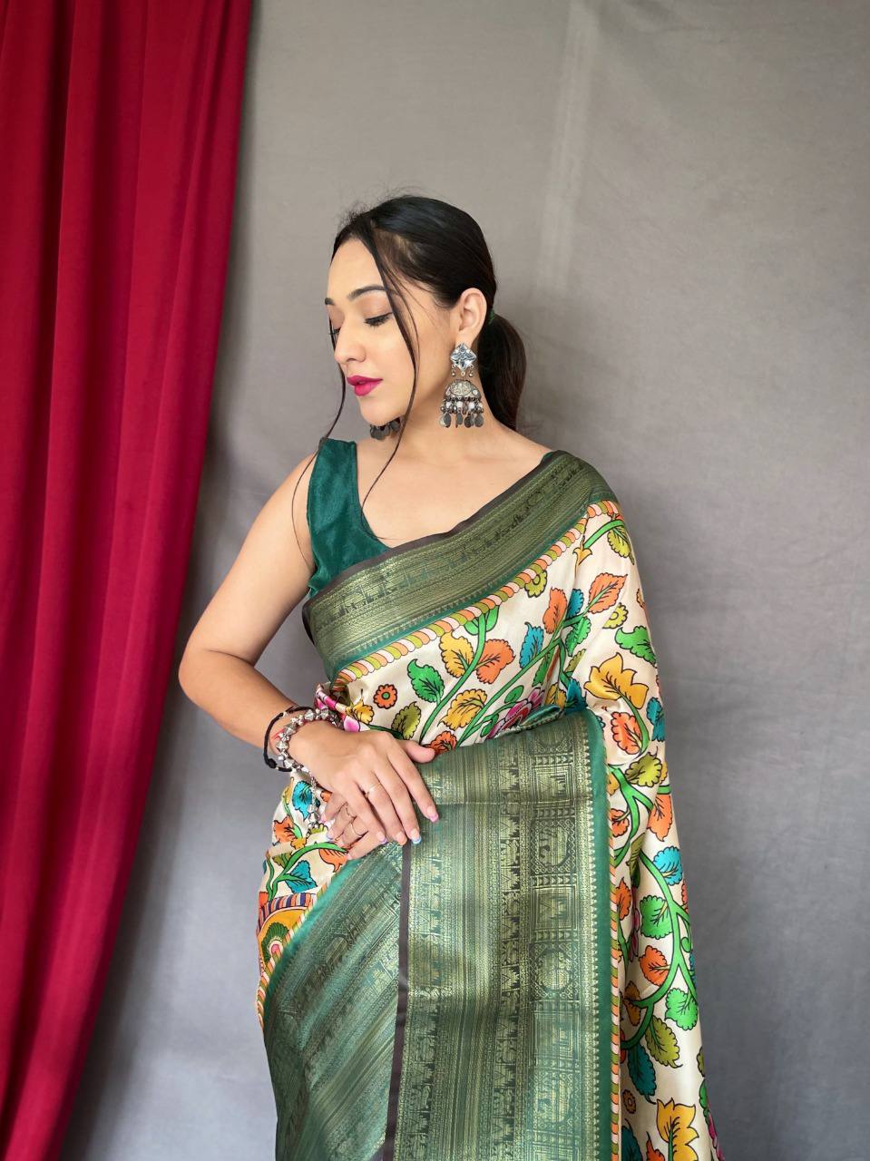 Green Pure Kanchipuram Digital Printed Saree