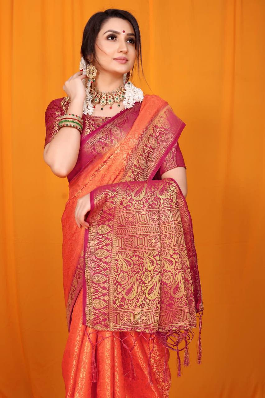 Red Pure Softly Silk Handloom Saree