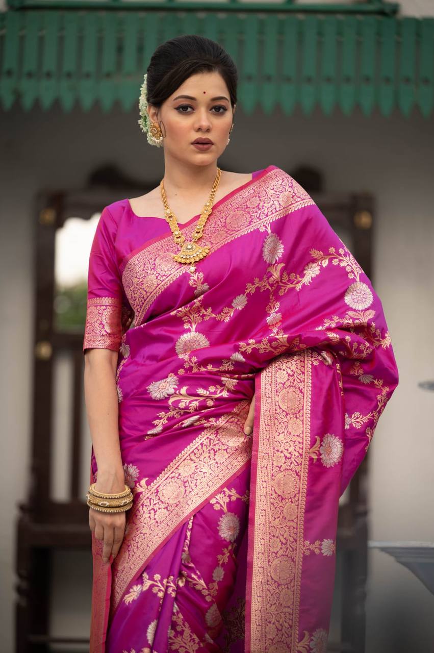 Rani Soft Banarasi Katan silk saree