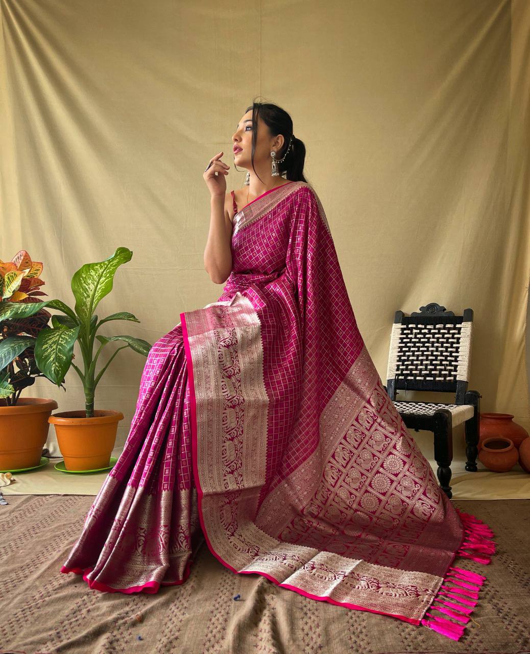 Rani Silk Saree With Rich Pallu
