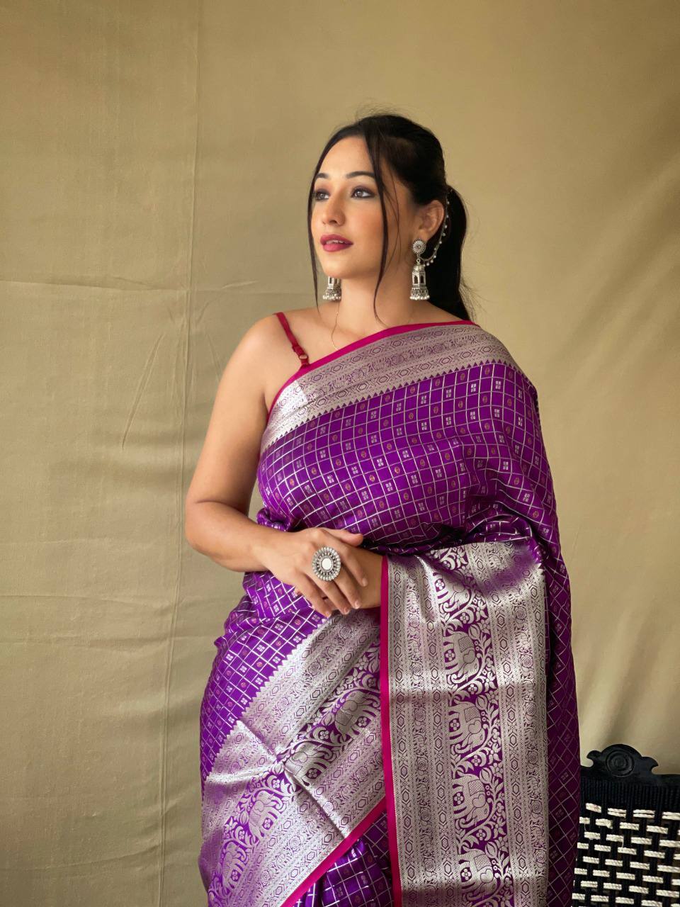 Lavender Silk Saree With Rich Pallu