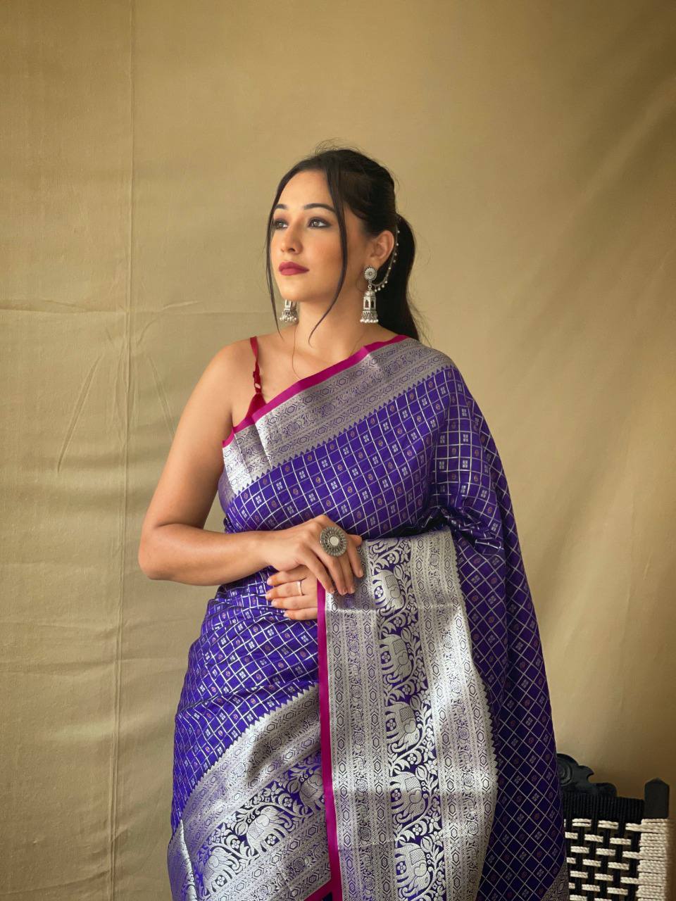 Purple Silk Saree With Rich Pallu